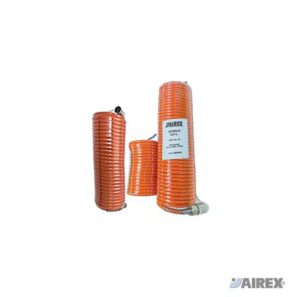 Tubo a spirale in Nylon arancione raccordato in confezione blister protettiva. AIREX