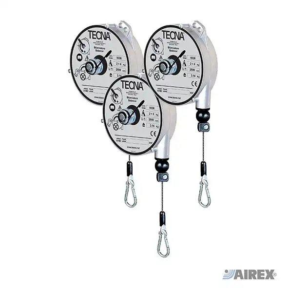 Bilanciatori industriali Tecna con cassa in alluminio e corsa da 2500mm. AIREX