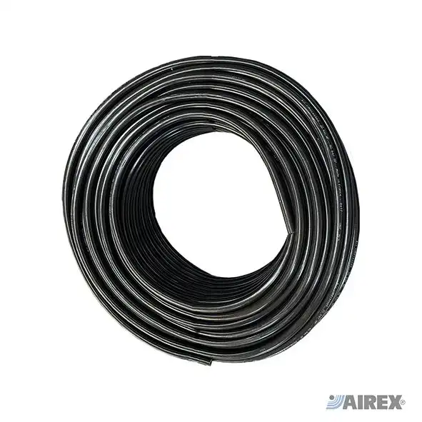 Tubo flessibile in PVC nero liscio resistente per applicazioni pneumatiche professionali. AIREX