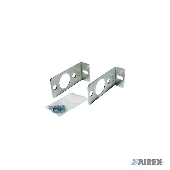 Coppia di staffe metalliche a L per il fissaggio a parete di gruppi filtro. AIREX