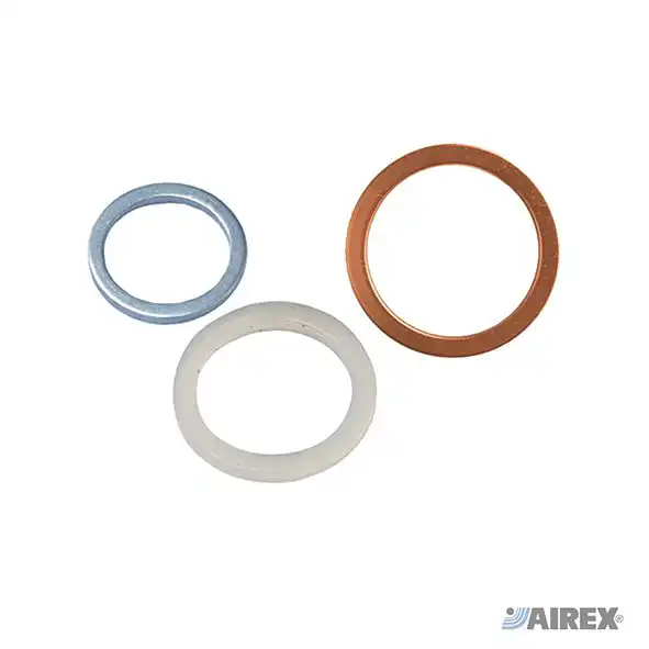 Set of washers and seals made of technical materials for sealing threaded fittings. AIREX