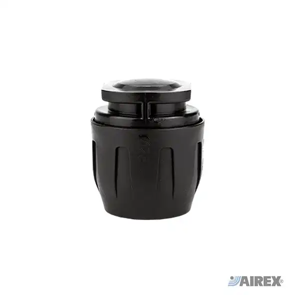 Tappi terminali di chiusura in tecnopolimero nero per condotte aria compressa. AIREX