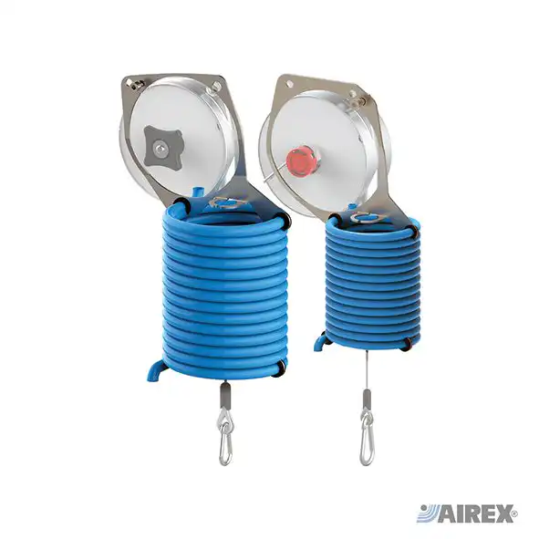Accessori per bilanciatori comprensivi di tubi a spirale blu e ganci di ricambio. AIREX