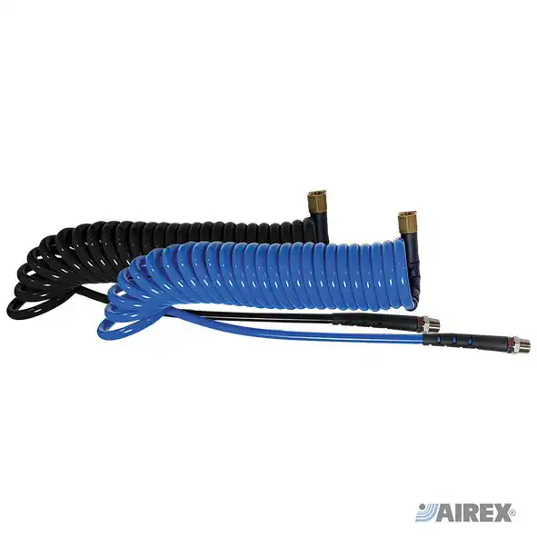 Tubo a spirale in poliuretano da 4 metri completo di raccordi maschio e femmina 1/4. AIREX