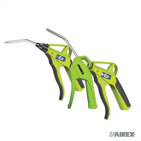 Pistole di soffiaggio professionali con corpo ergonomico verde fluorescente Hi-Vis per facile identificazione. AIREX