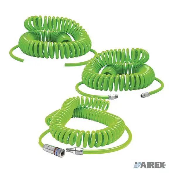 Tubo a spirale in poliuretano fluorescente Hi-Vis ad alta visibilità con raccordi professionali anti-inciampo. AIREX